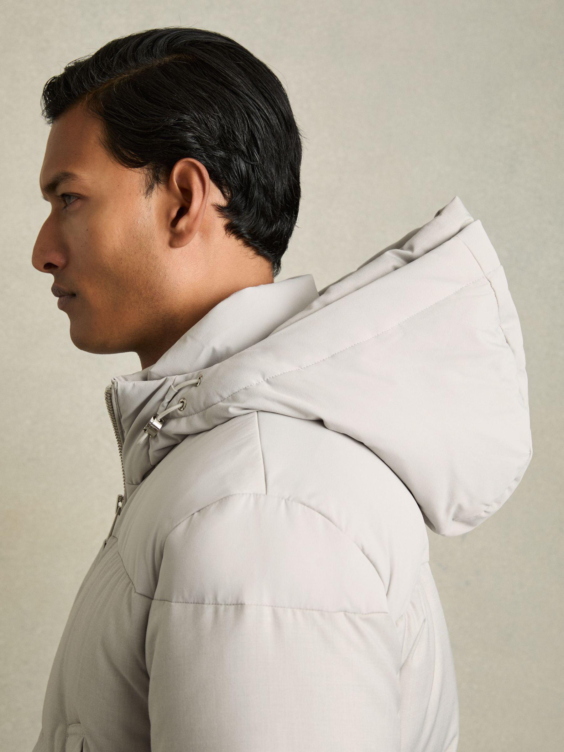 Quilted Longline Puffer Jacket in Grey Product Image