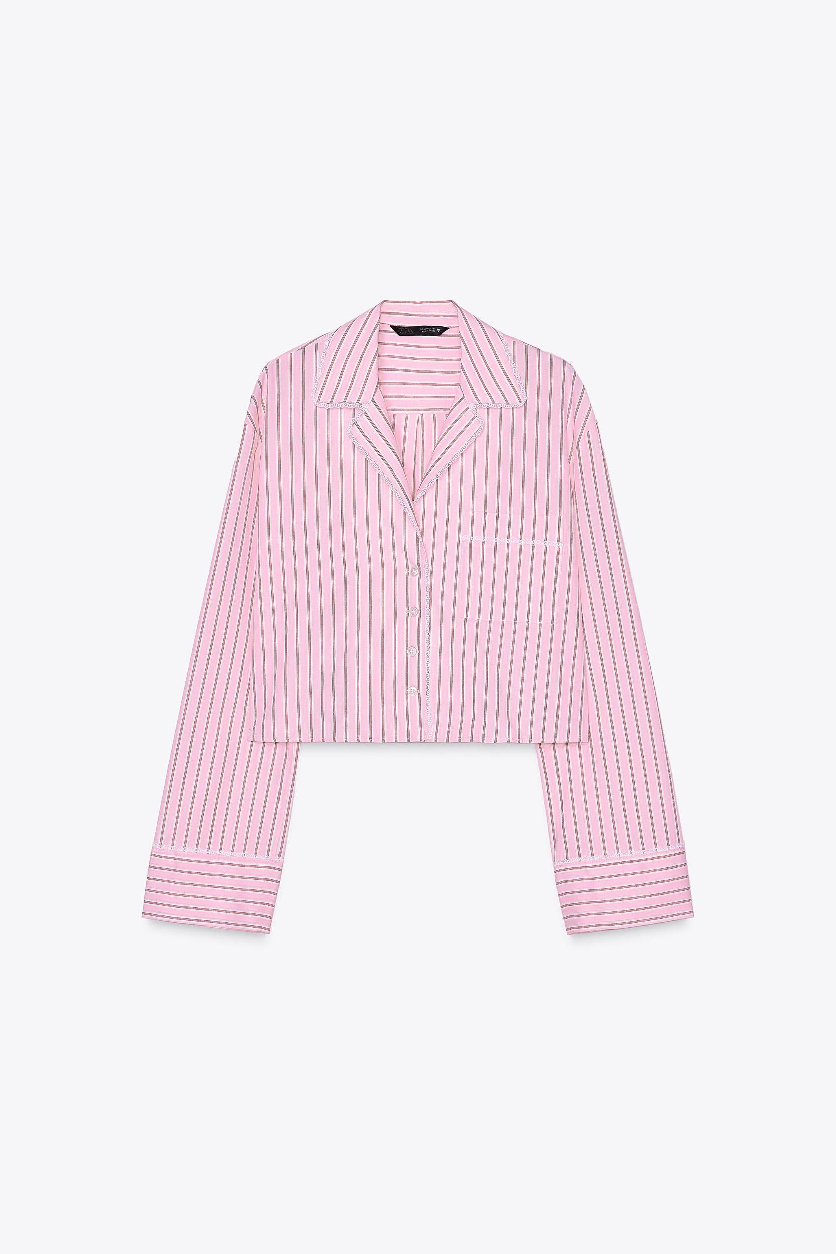 STRIPED CROP POPLIN SHIRT Product Image