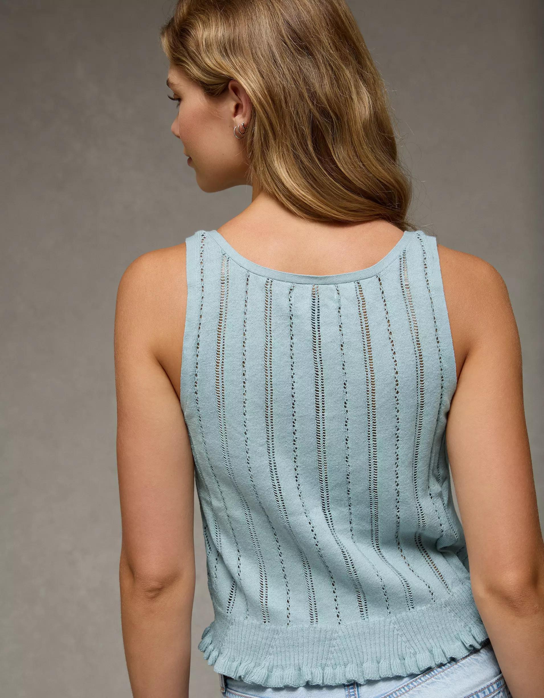 AE Pointelle Peplum Sweater Tank Top Product Image