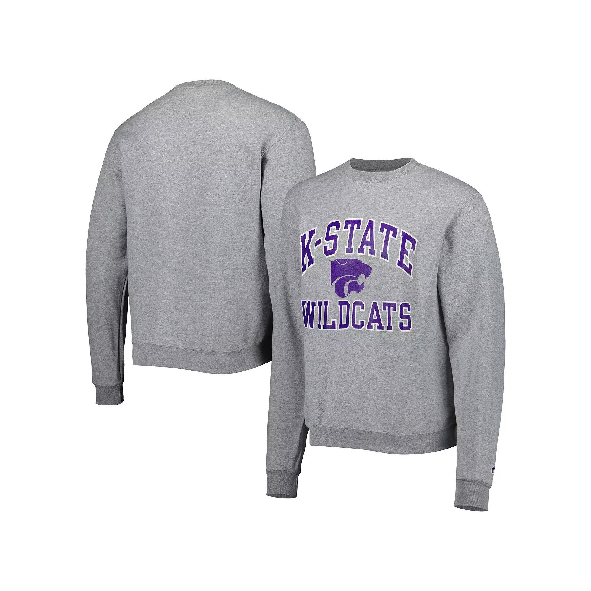 Men's Champion Heather Gray Kansas State Wildcats High Motor Pullover Sweatshirt,  Product Image