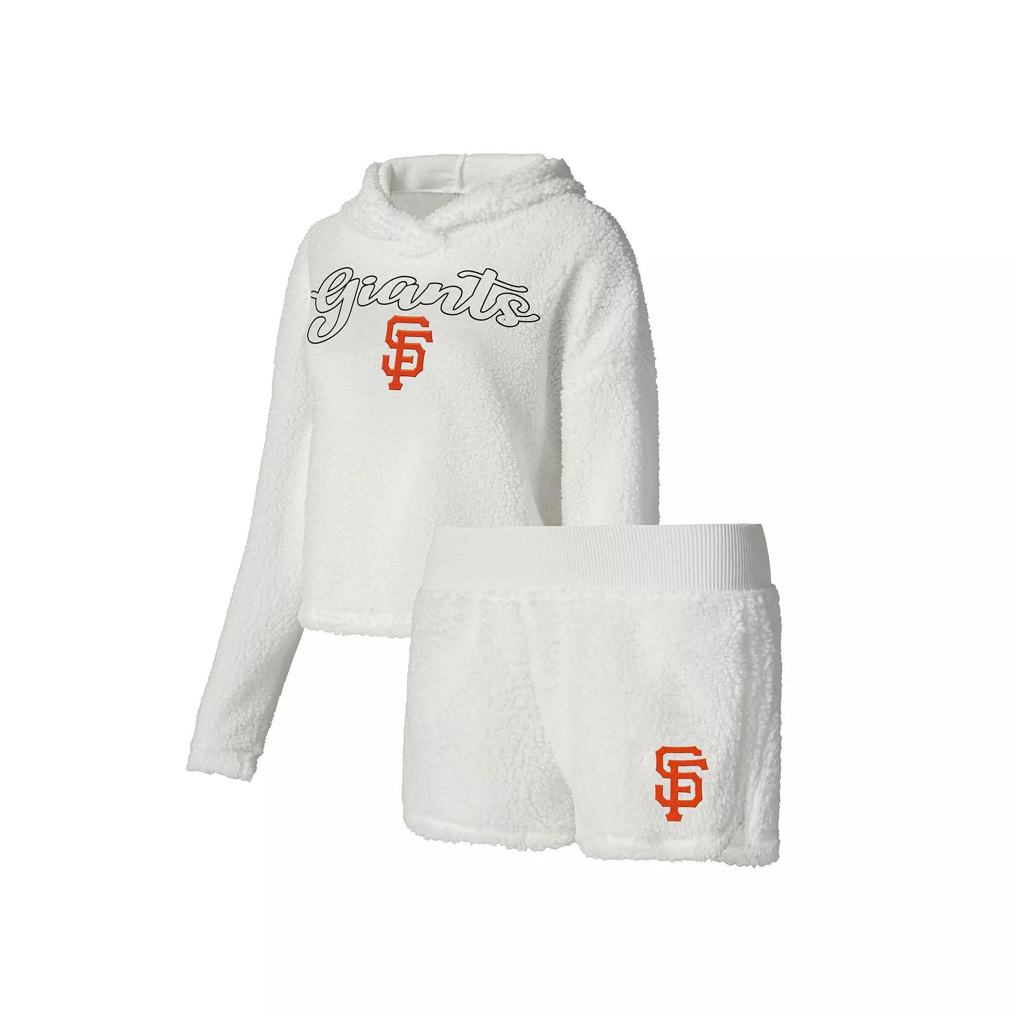 Women's Concepts Sport Cream San Francisco Giants Fluffy Hoodie Top & Shorts Sleep Set,  Product Image