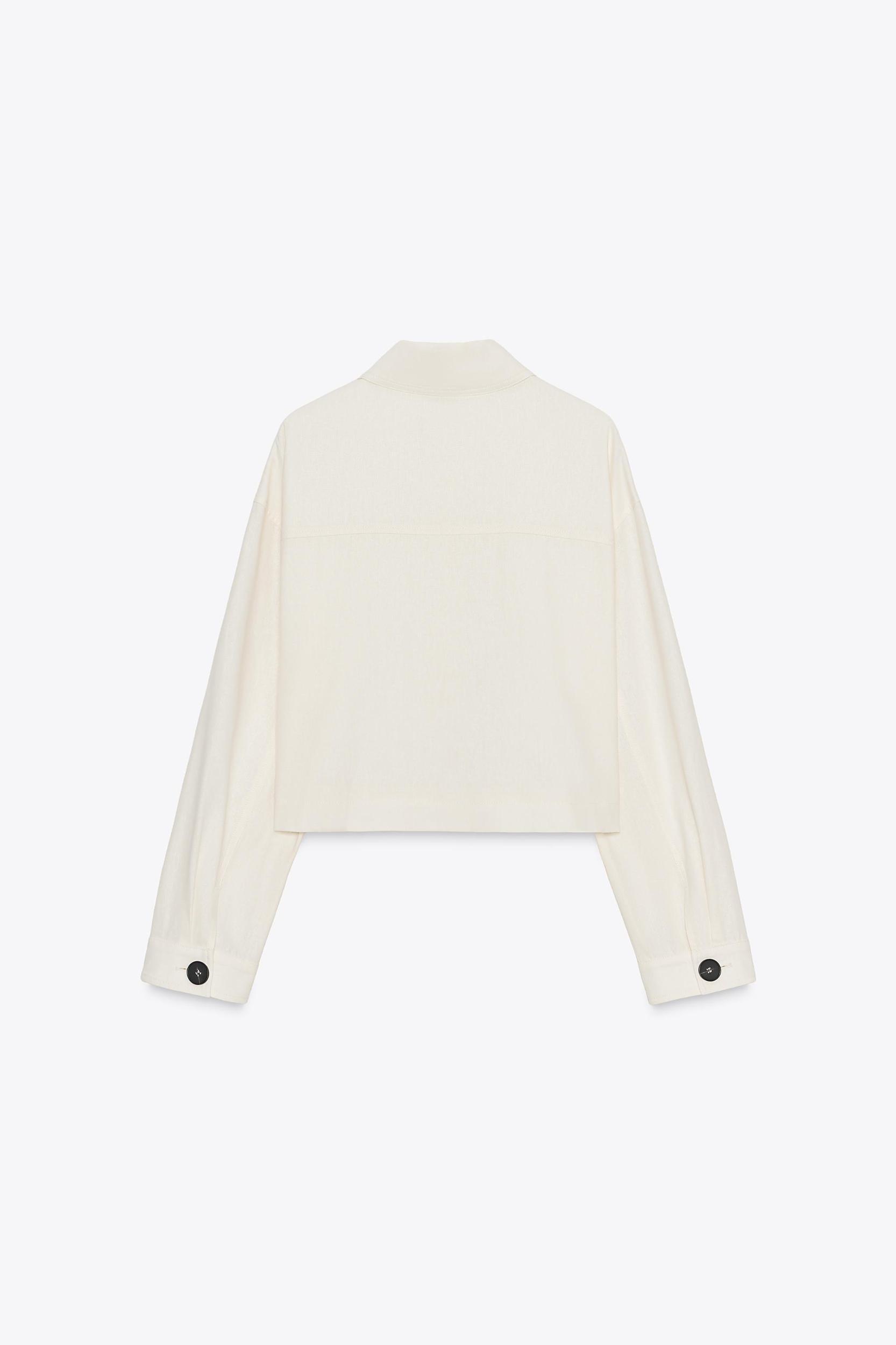 LINEN JACKET WITH CONTRAST SLEEVES Product Image