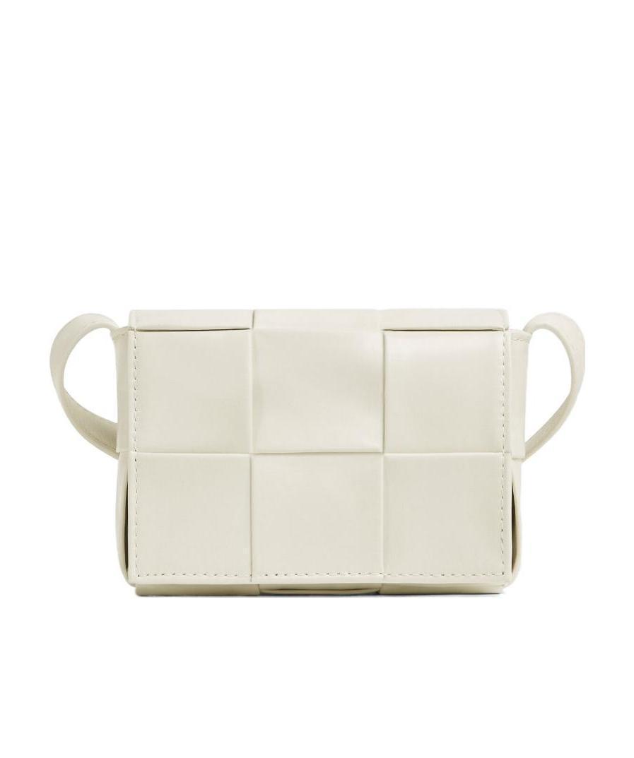 BOTTEGA VENETA Mini Cassette Intrecciato Crossbody Bag In White Product Image