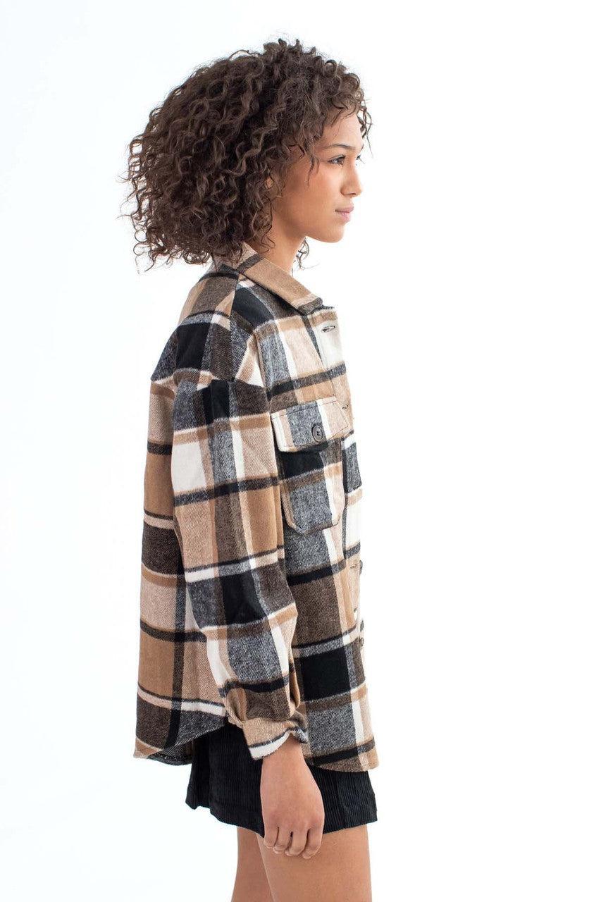 Plaid Brown & Black Shacket Product Image