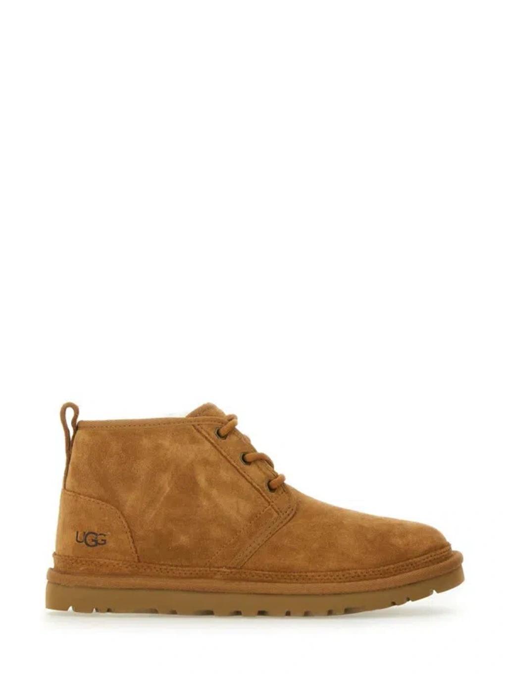 UGG Suede Lace-up Ankle Boots In Leather Color Product Image