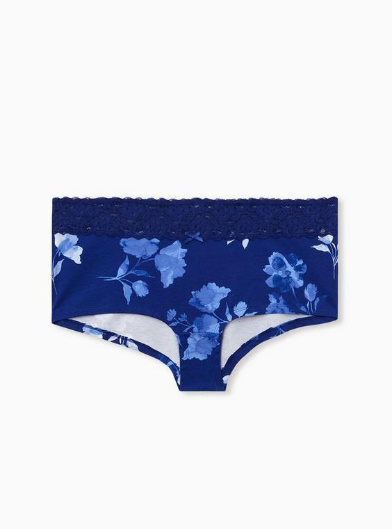 Cotton Mid Rise Boyshort Lace Trim Panty Product Image