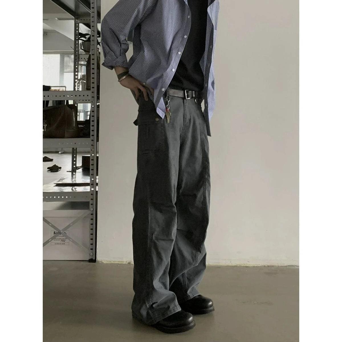 RT No. 18768 MULTI-POCKET WORKWEAR STRAIGHT PANTS Product Image