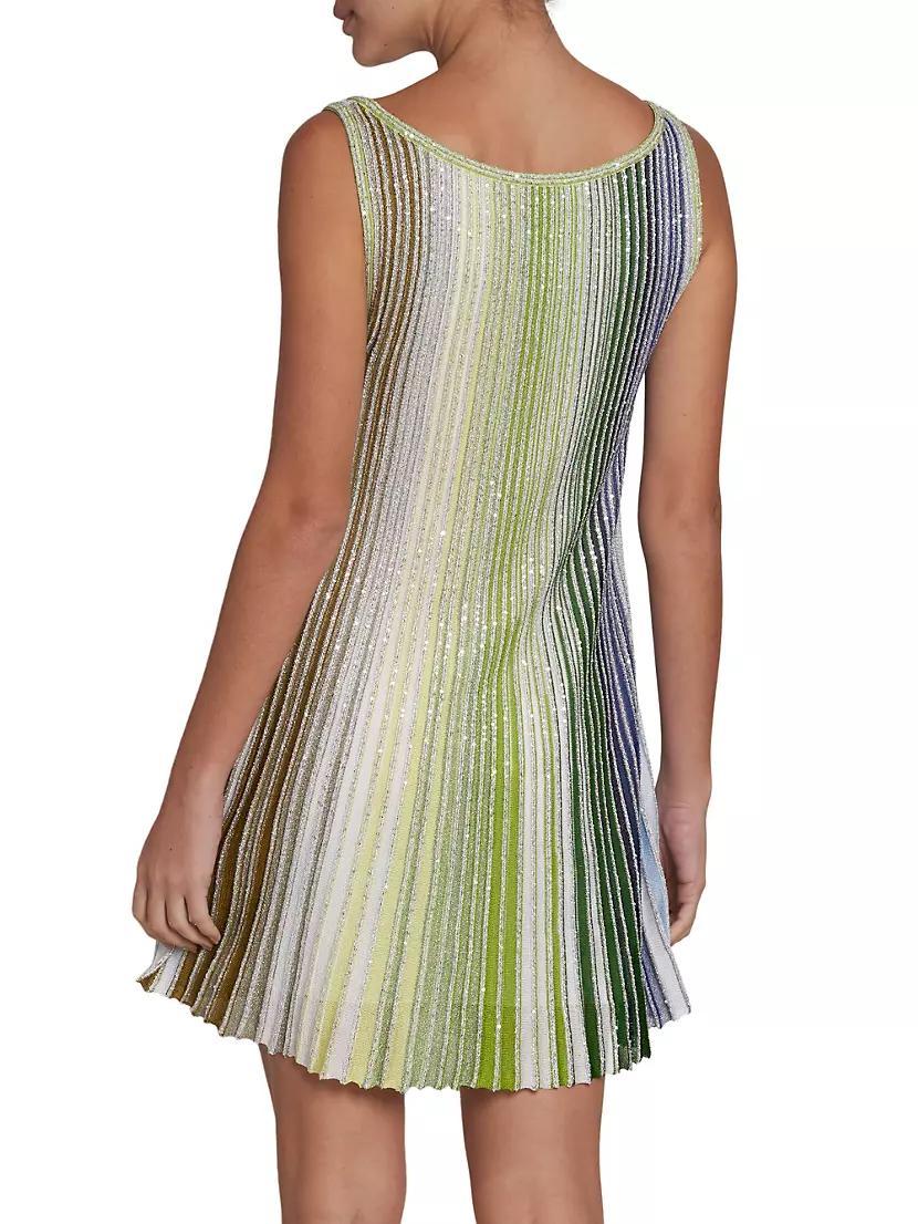 Striped Metallic Knit Scoopneck Minidress Product Image