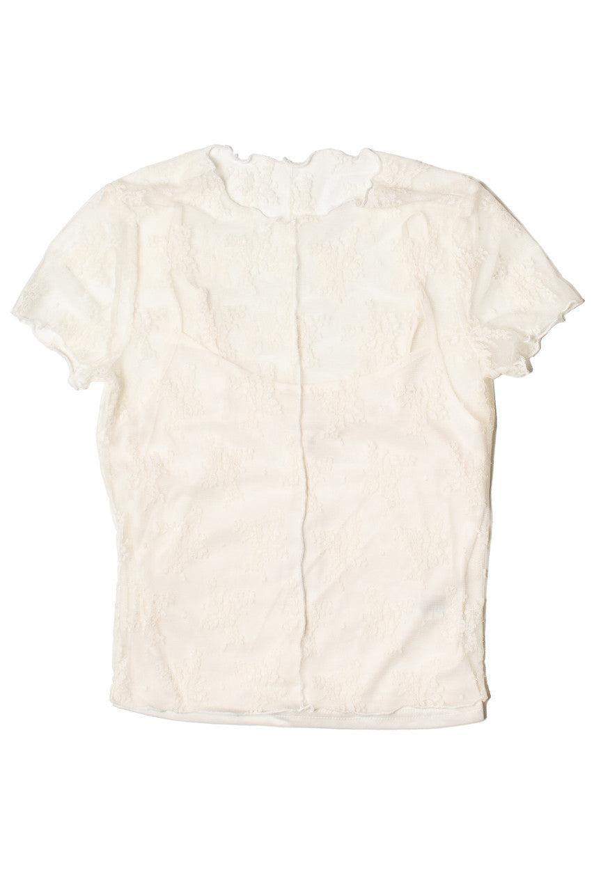 Floral Lace Mesh Tee With Cami Product Image