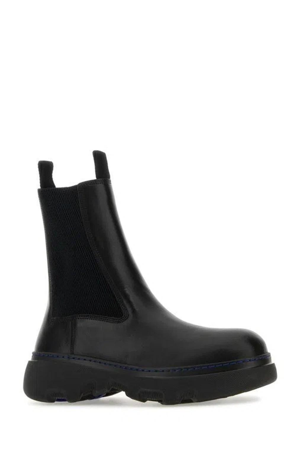 BURBERRY Man Ankle Boots Black Size 9 Leather In Multicolor Product Image