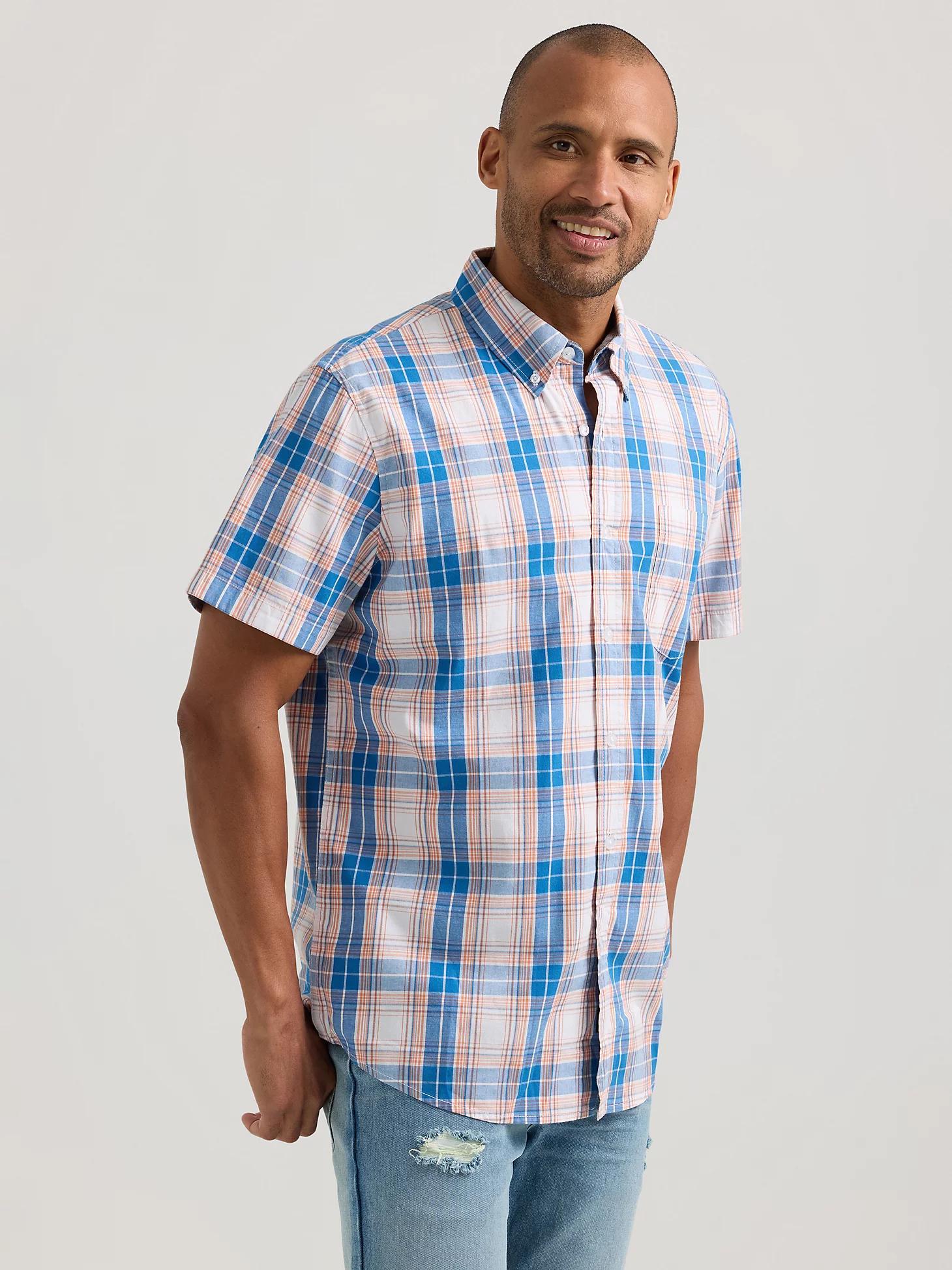 Men's Short Sleeve Madras Plaid Button Down Shirt | Men's Tops & Tees | Lee® Product Image