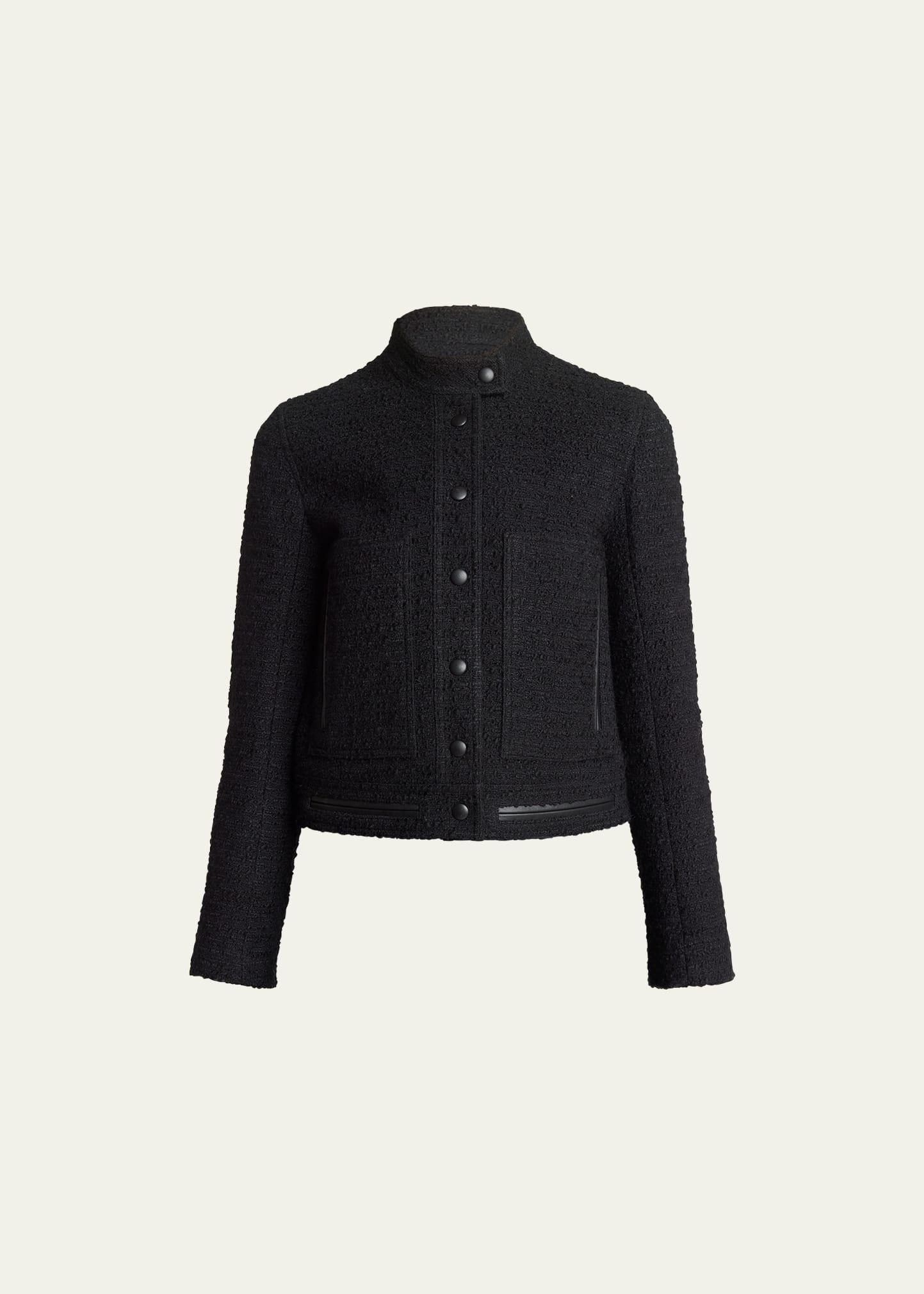 Womens Tweed & Leather Crop Jacket Product Image