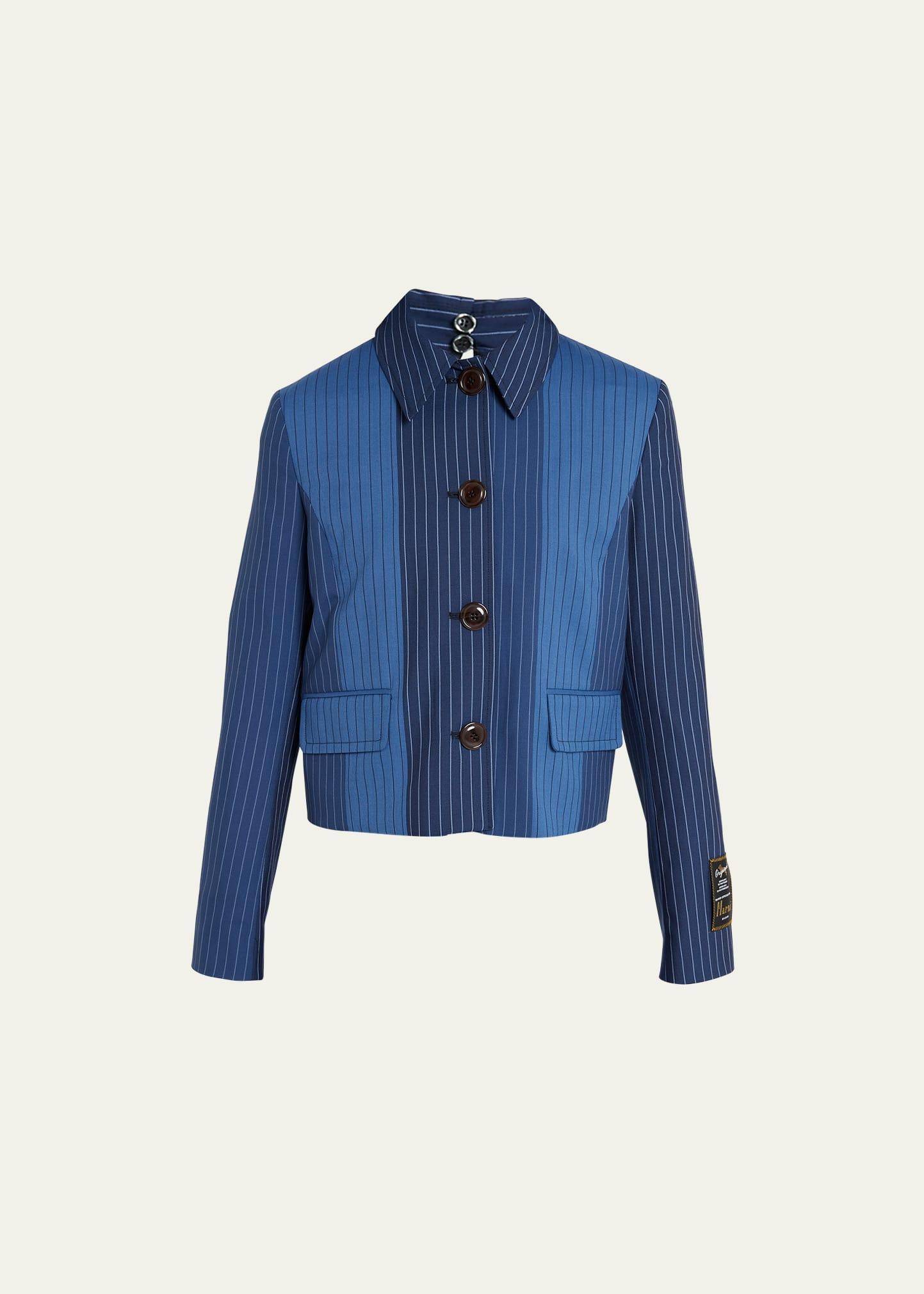 Womens Pinstriped Wool Cropped Jacket Product Image