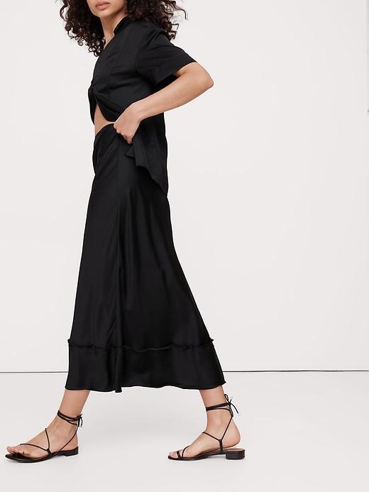 Satin Long Midi Skirt Product Image