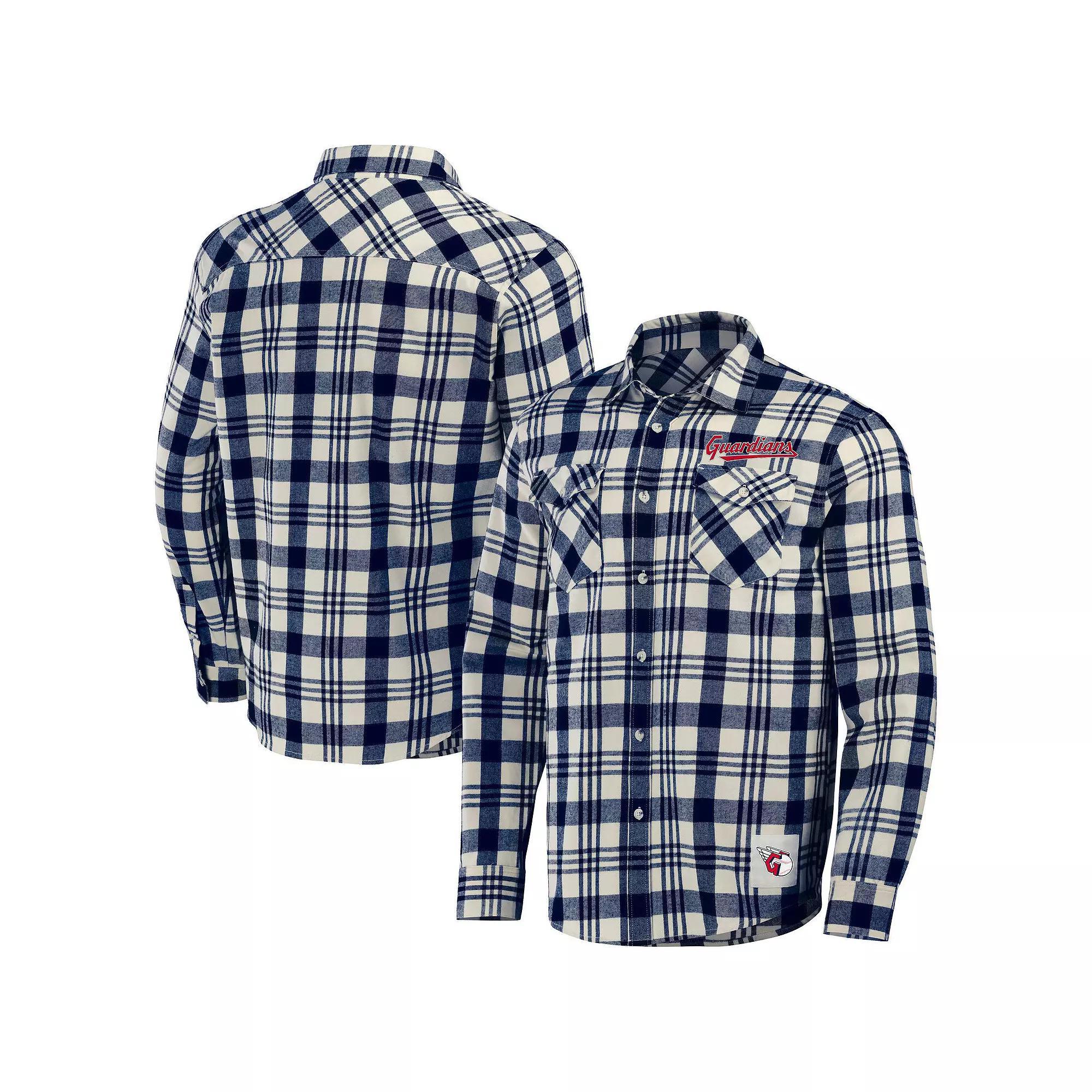 Men's Darius Rucker Collection by Fanatics Navy Detroit Tigers Plaid Flannel Button-Up Shirt, Size: Small, Blue Product Image