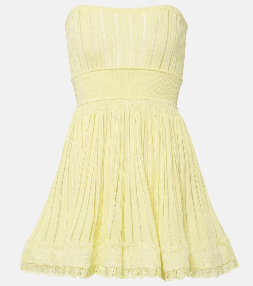 ALAÏA Crino Pleated Jersey Romper In Yellow Product Image