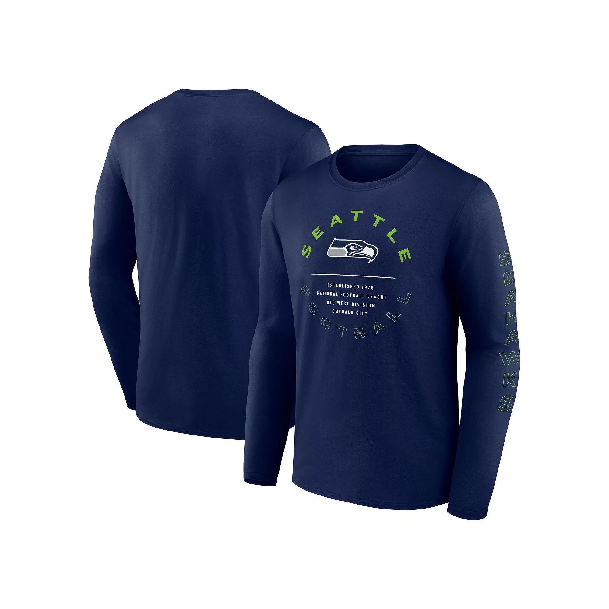 Men's Fanatics College Navy Seattle Seahawks Stat Sheet Long Sleeve T-Shirt, Size: 2XL, Team Product Image