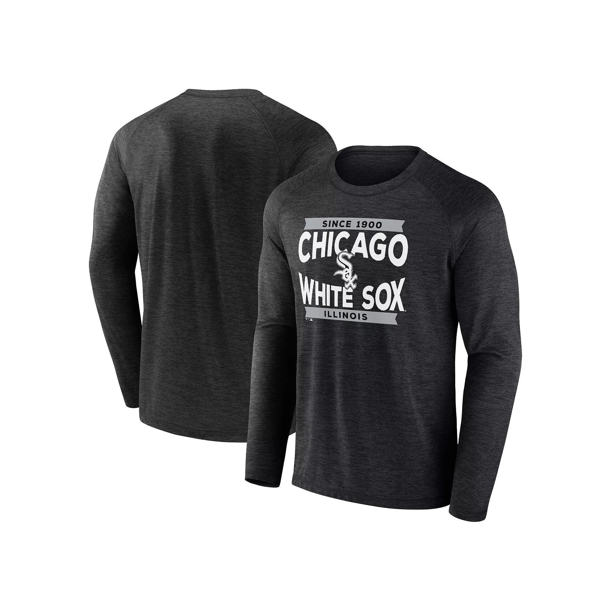 Men's Fanatics Branded Black Chicago White Sox Heroic Play Raglan Long Sleeve T-Shirt,  Product Image