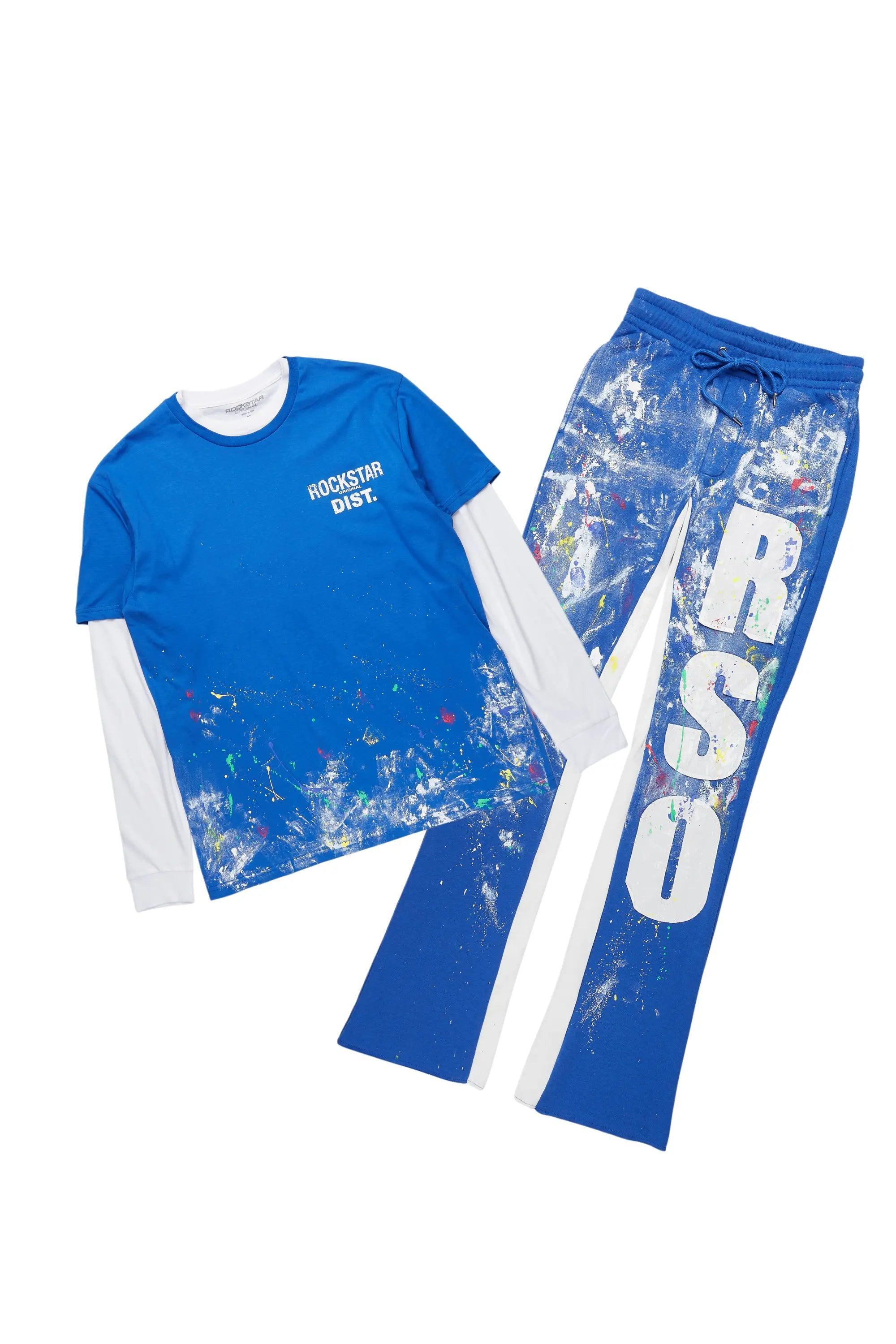 Aliyas White/Royal Double Layer T-Shirt/Baggy Pant Set Male Product Image