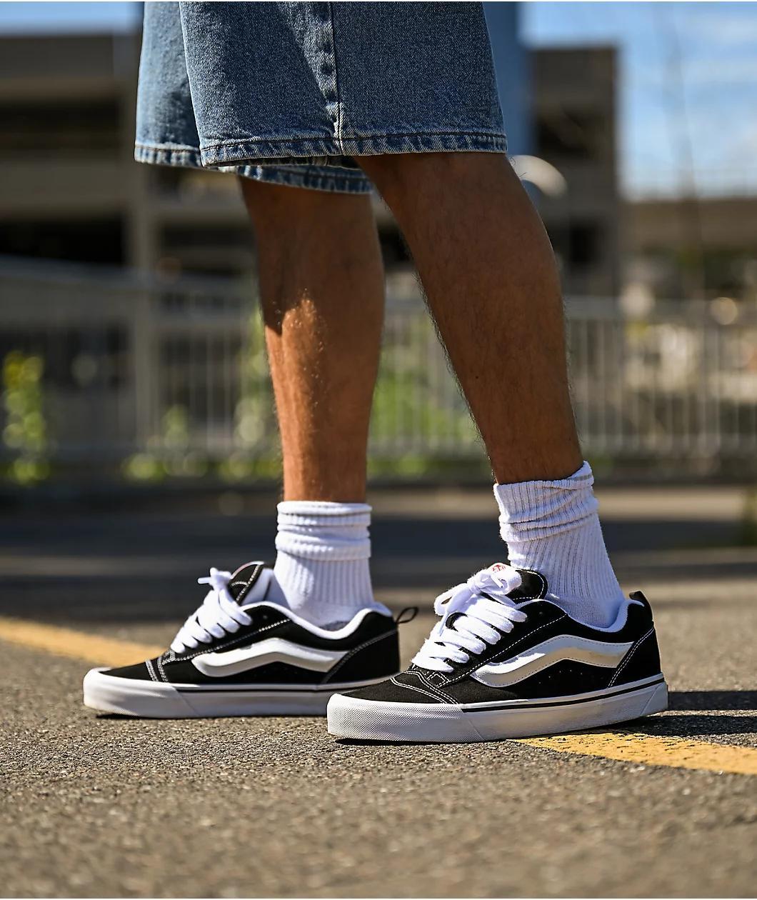 Vans Knu Skool Black & White Skate Shoes Product Image