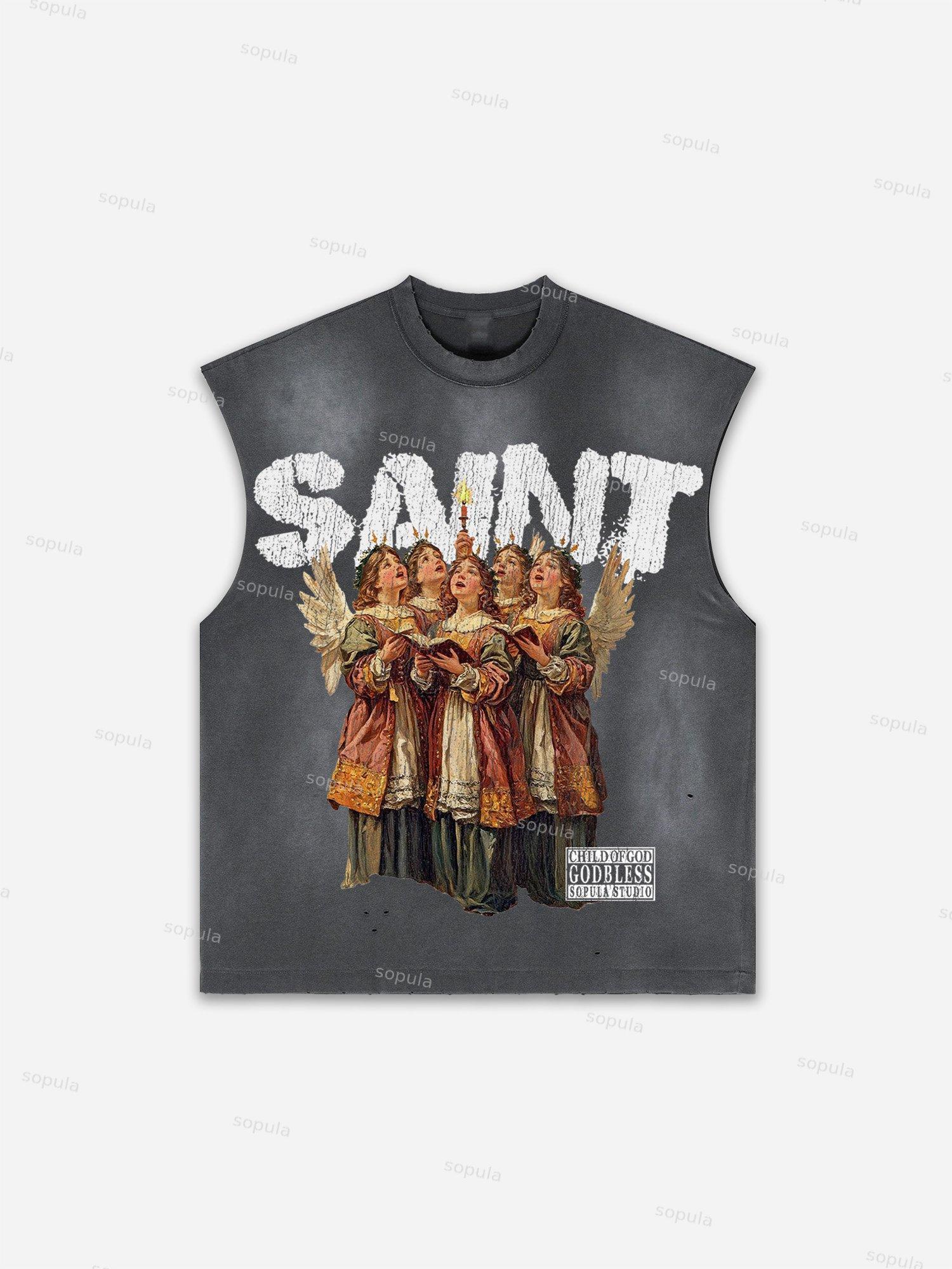 Men's Washed Saint Graphic Child Of God Print Tank Top Product Image
