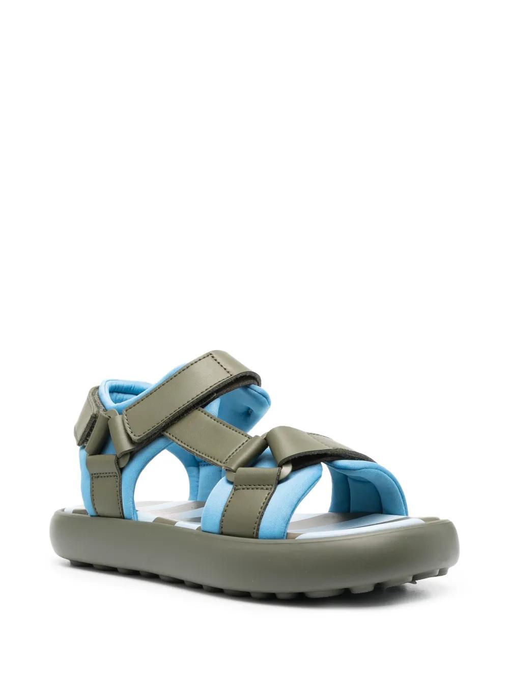 CAMPER Two-tone Touch-strap Sandals In Grün Product Image