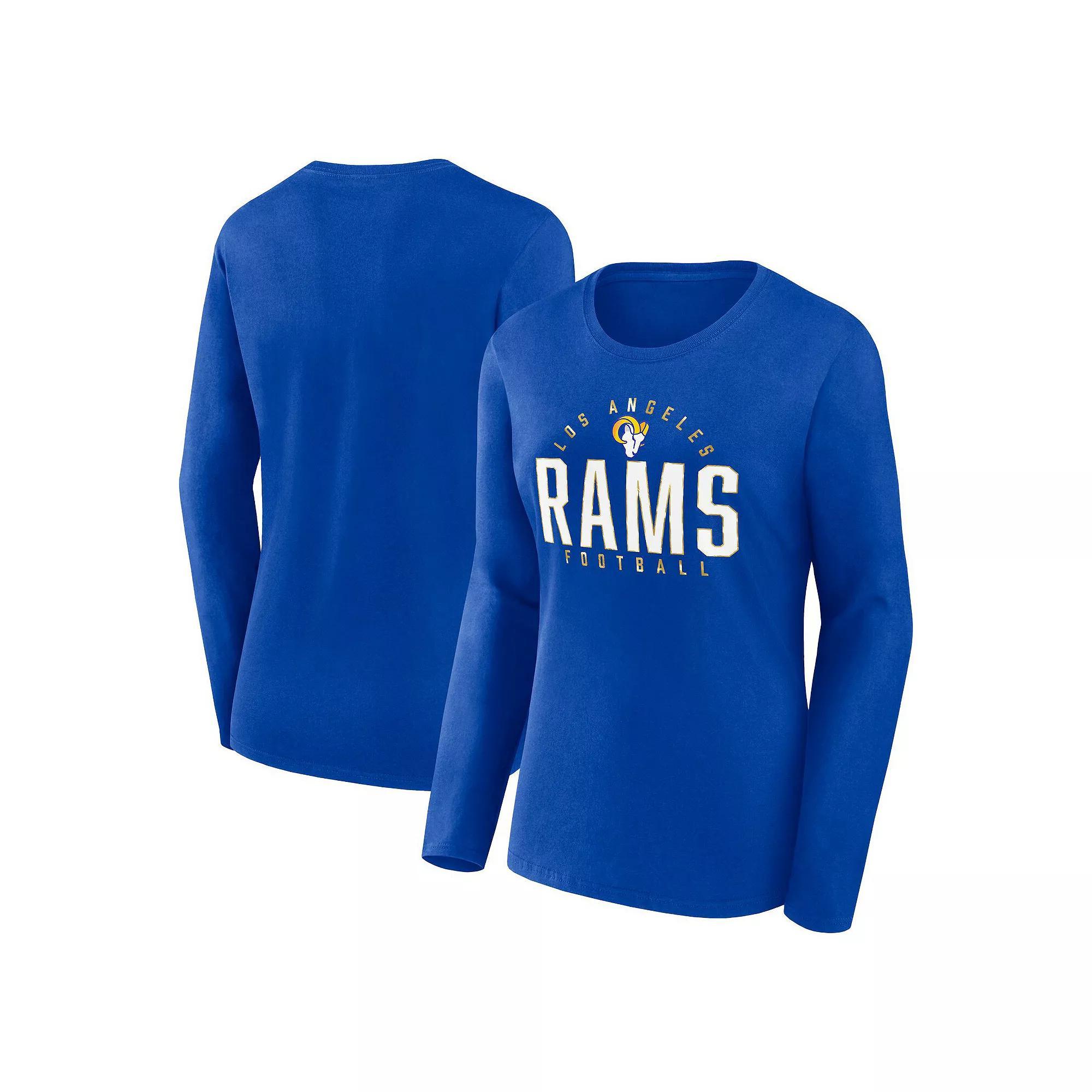 Women's Fanatics Branded Royal Los Angeles Rams Plus Size Foiled Play Long Sleeve T-Shirt, Size: 1XL, Blue Product Image