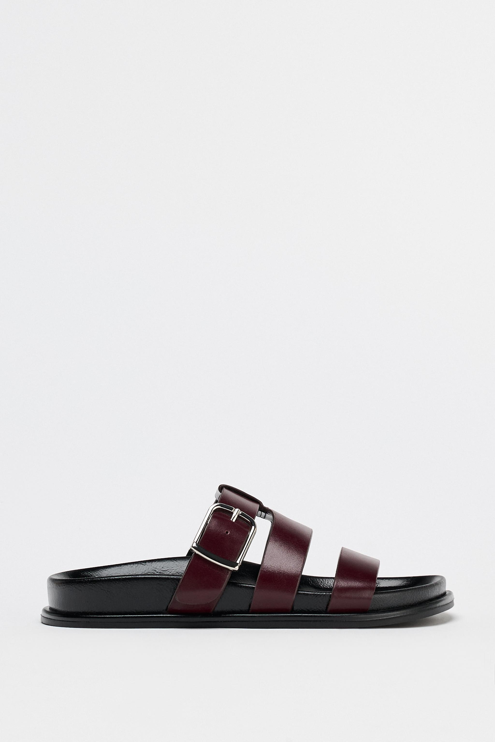 FLAT SANDALS WITH LEATHER STRAPS Product Image