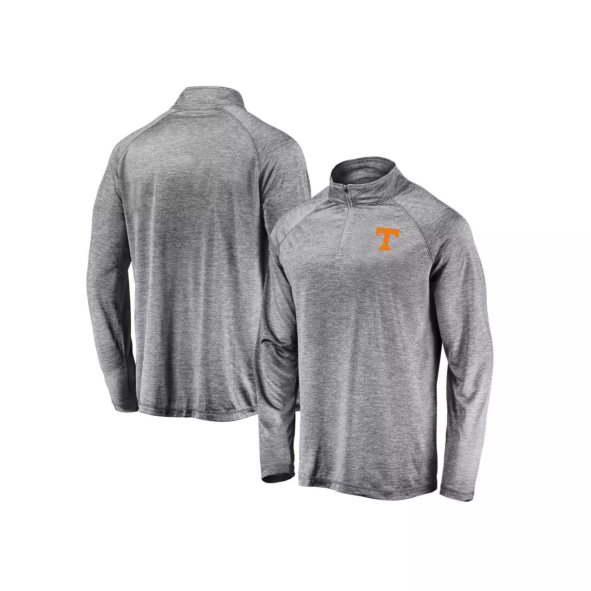 Men's Fanatics Branded Gray Tennessee Volunteers Striated Raglan Lightweight Quarter-Zip Top,  Product Image