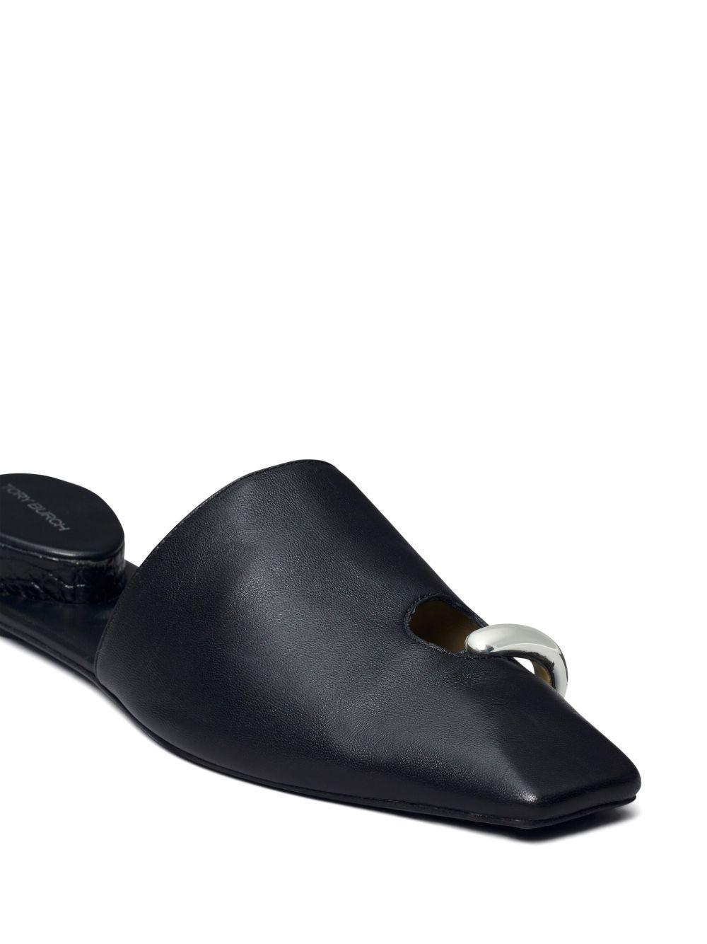 pierced leather slippers Product Image