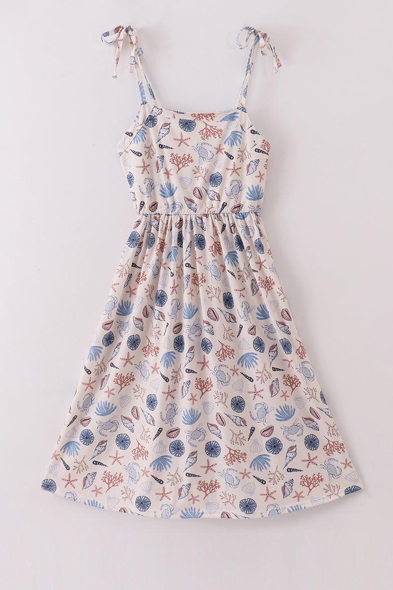 Bow applique print mom&me dress Product Image