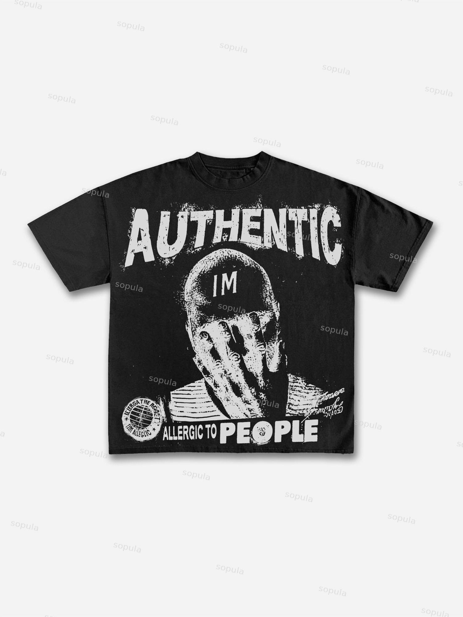 Men's Rich Street Portrait Rap Graphic Cotton T-shirt Product Image