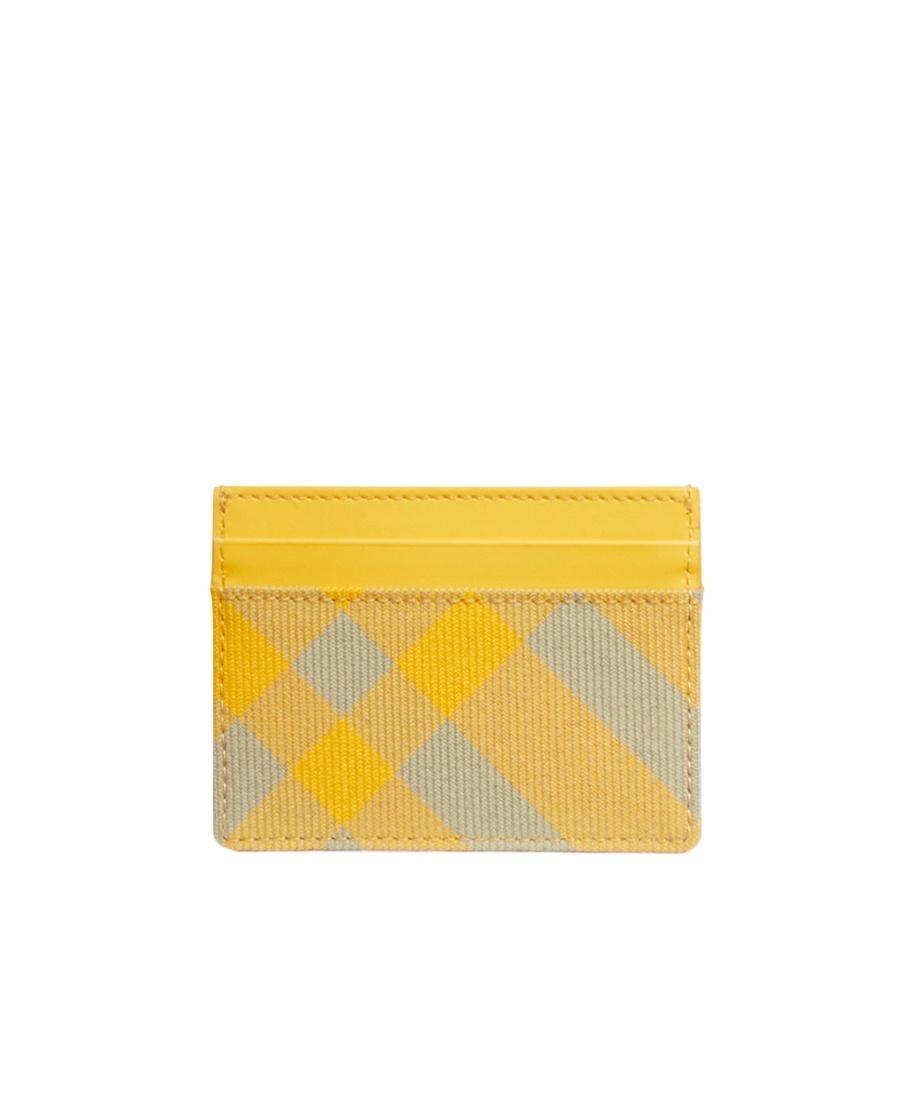 BURBERRY Checked Leather Cardholder In Yellow Product Image