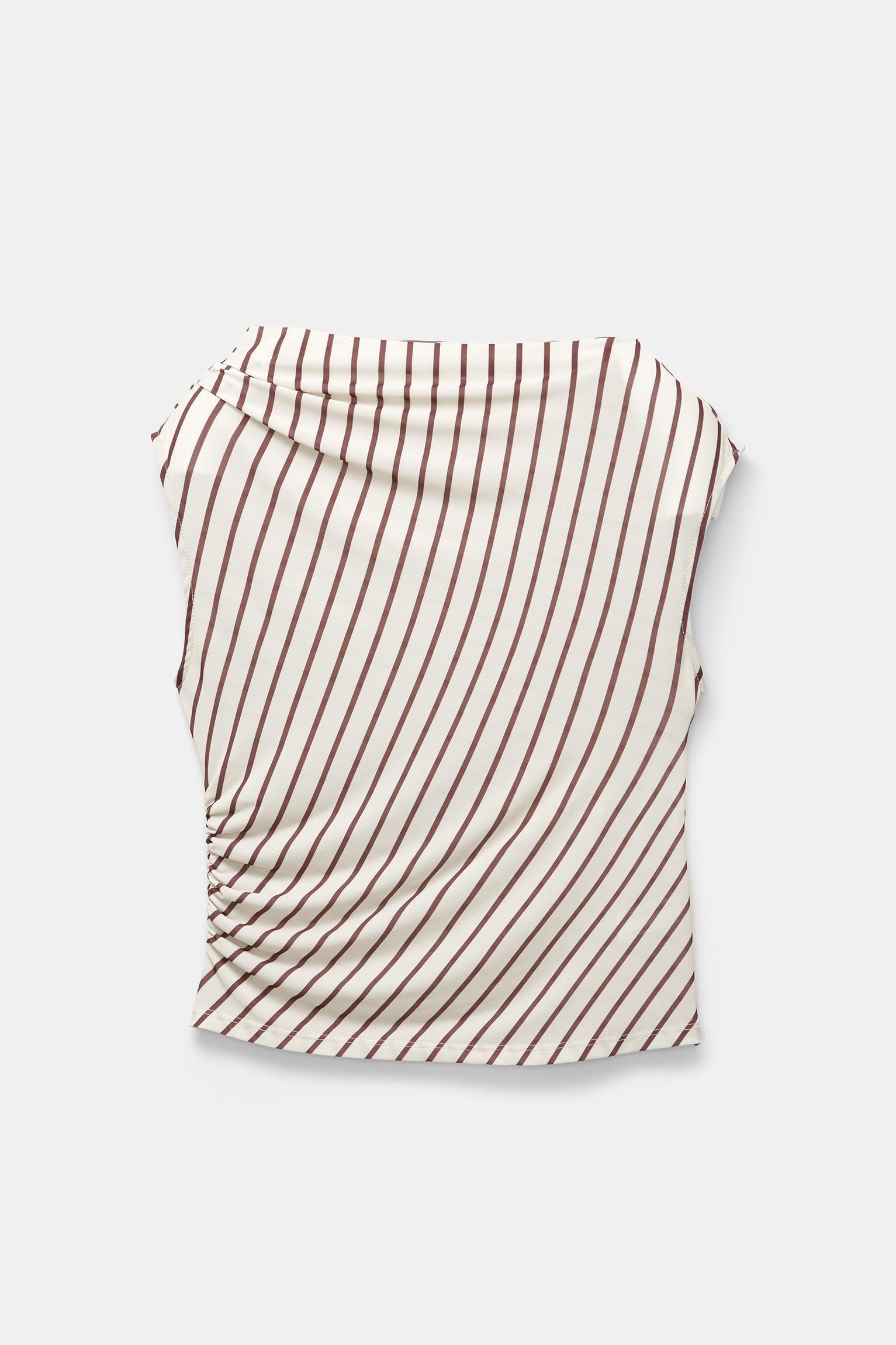 Striped top with pleats Product Image