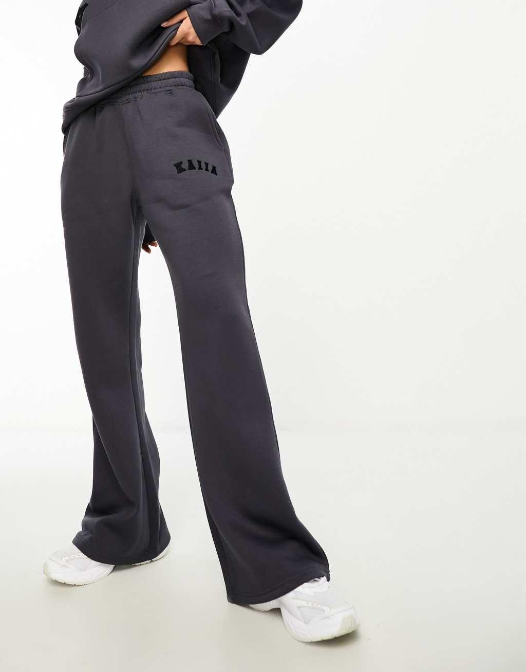 Kaiia wide leg sweatpants in dark gray - part of a set Product Image