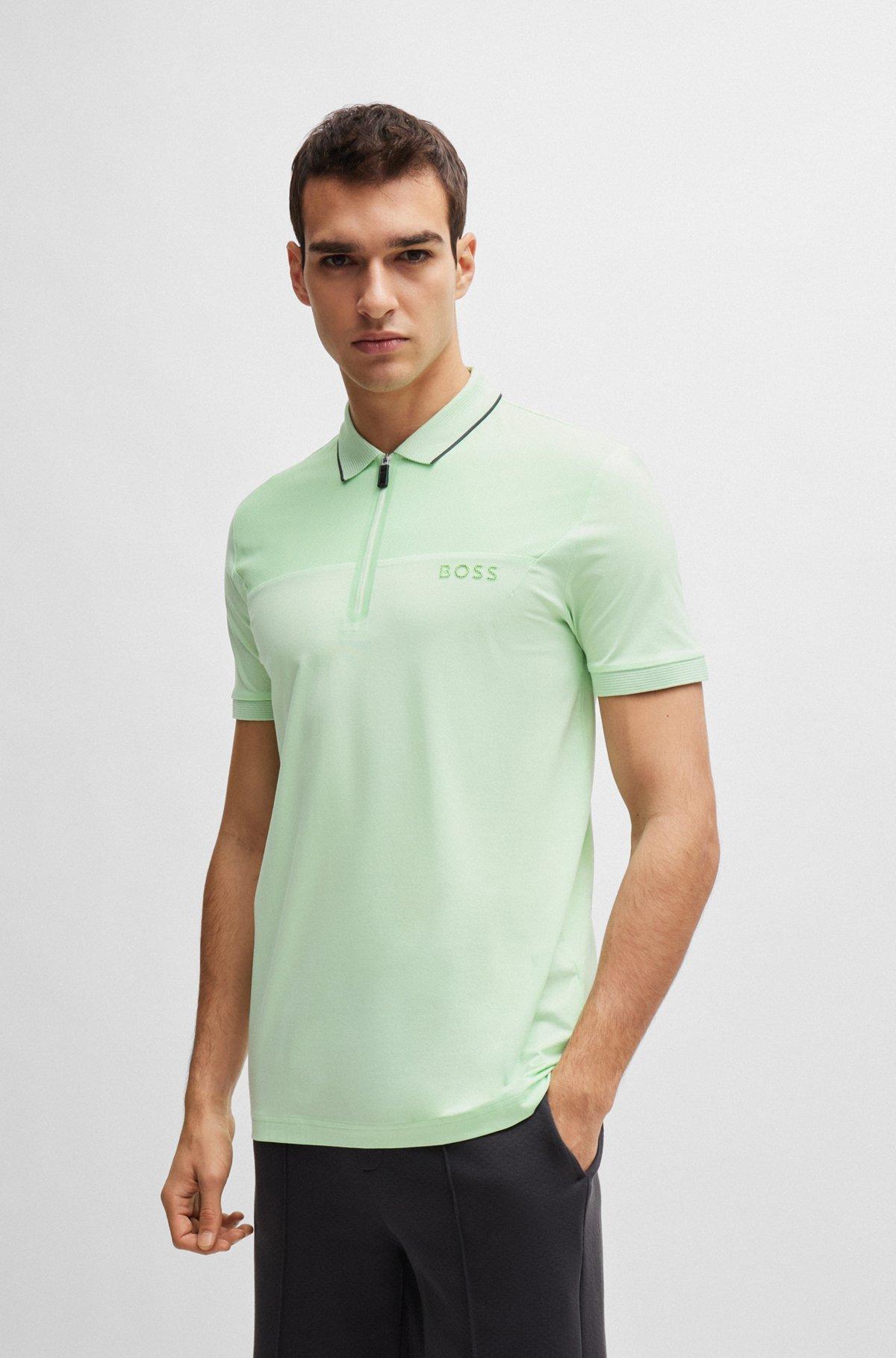 HUGO BOSS Logo-appliqué Cotton Polo Shirt In Green Product Image