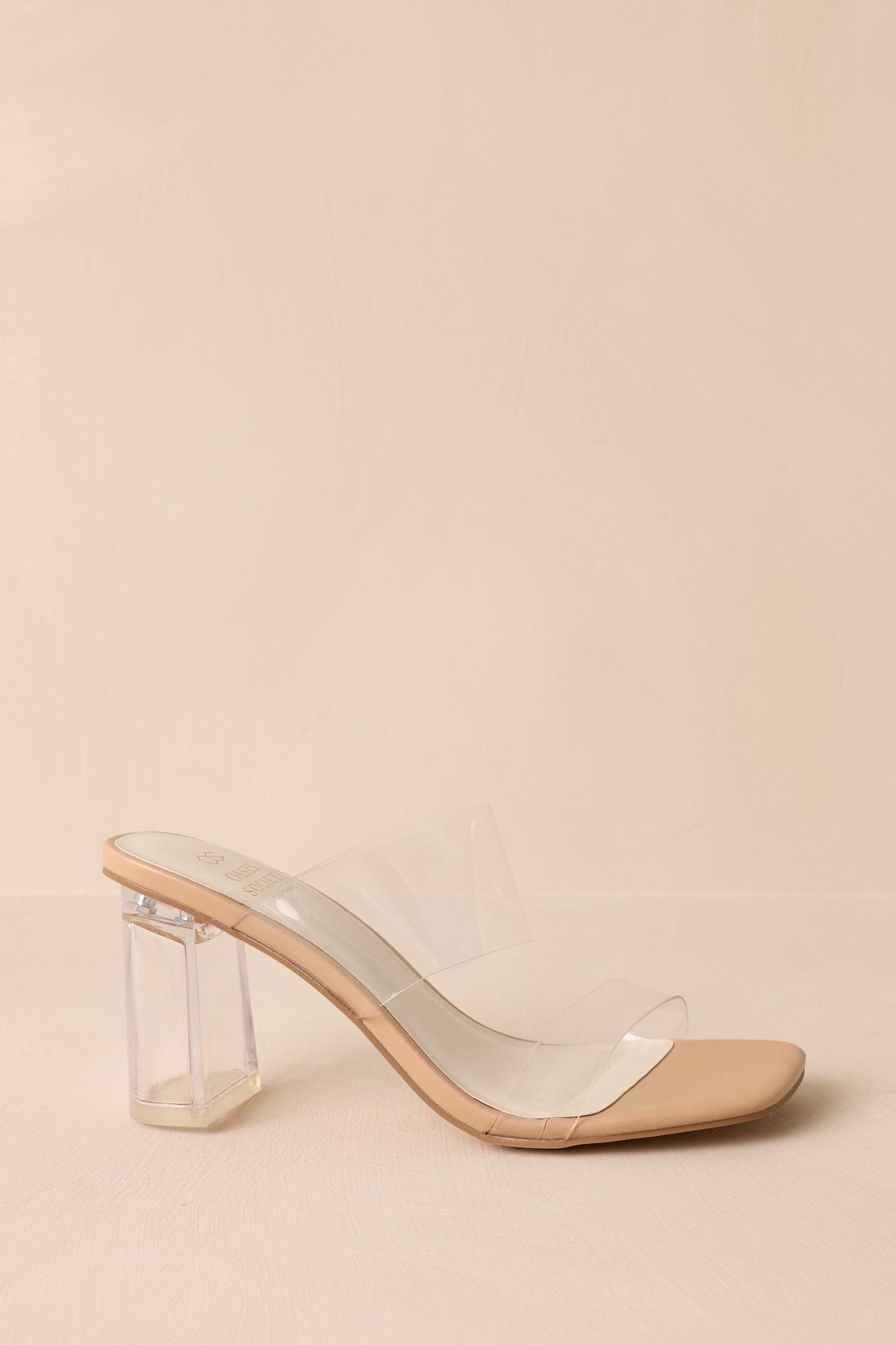 Only One For Me Clear & Nude Heels Product Image