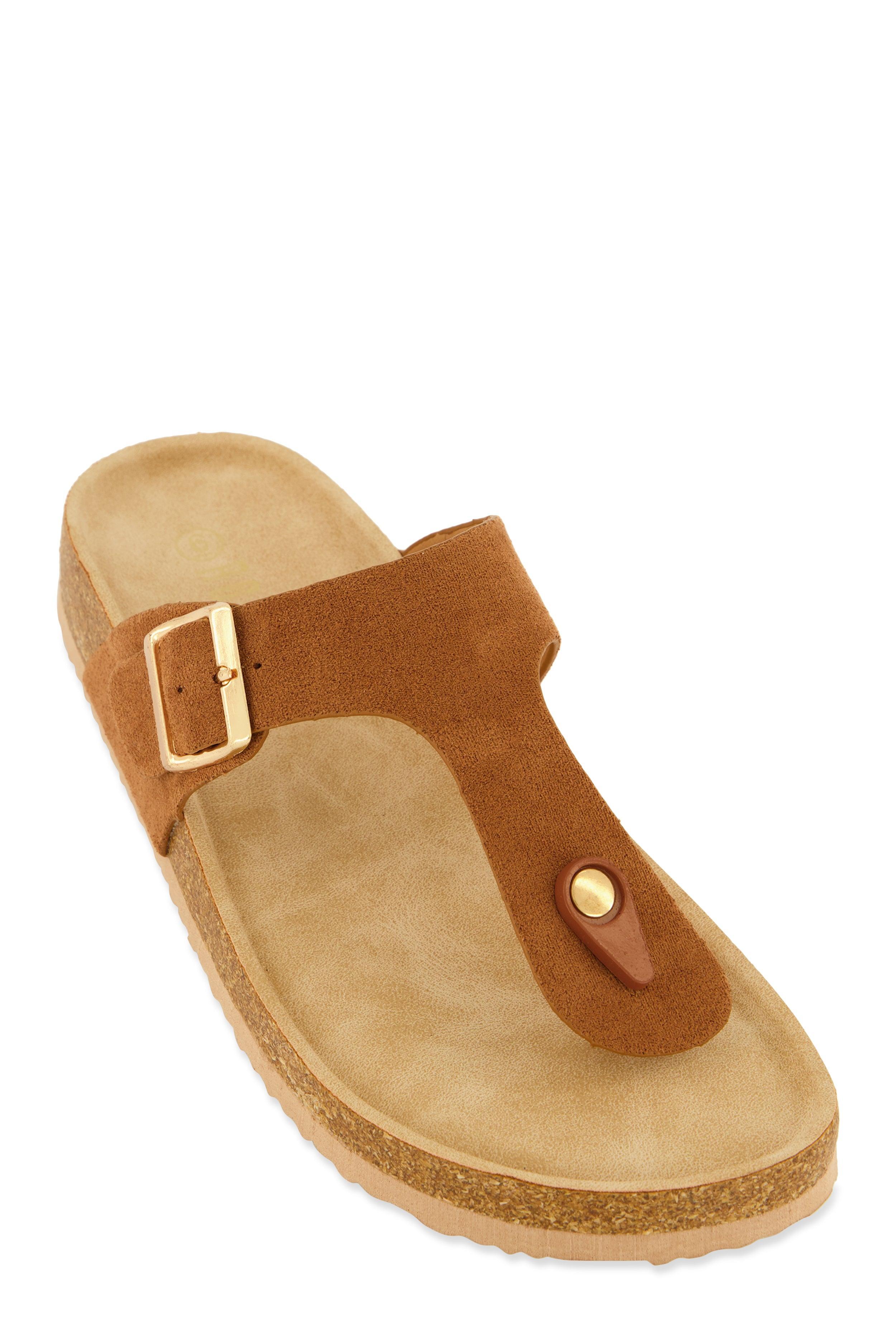 Womens Buckle Detail Thong Footbed Sandals Product Image