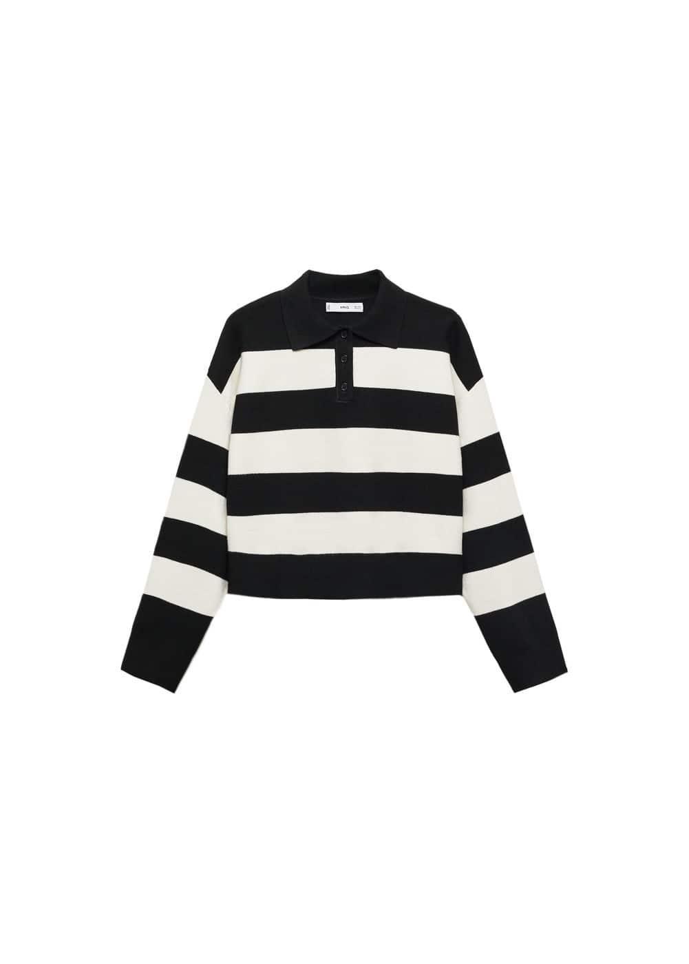 Mango Womens Striped Polo-Neck Sweater Product Image