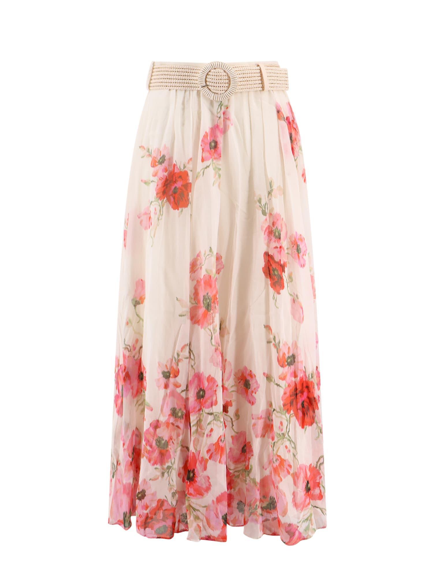 ZIMMERMANN Skirt In Cream,red Floral Product Image