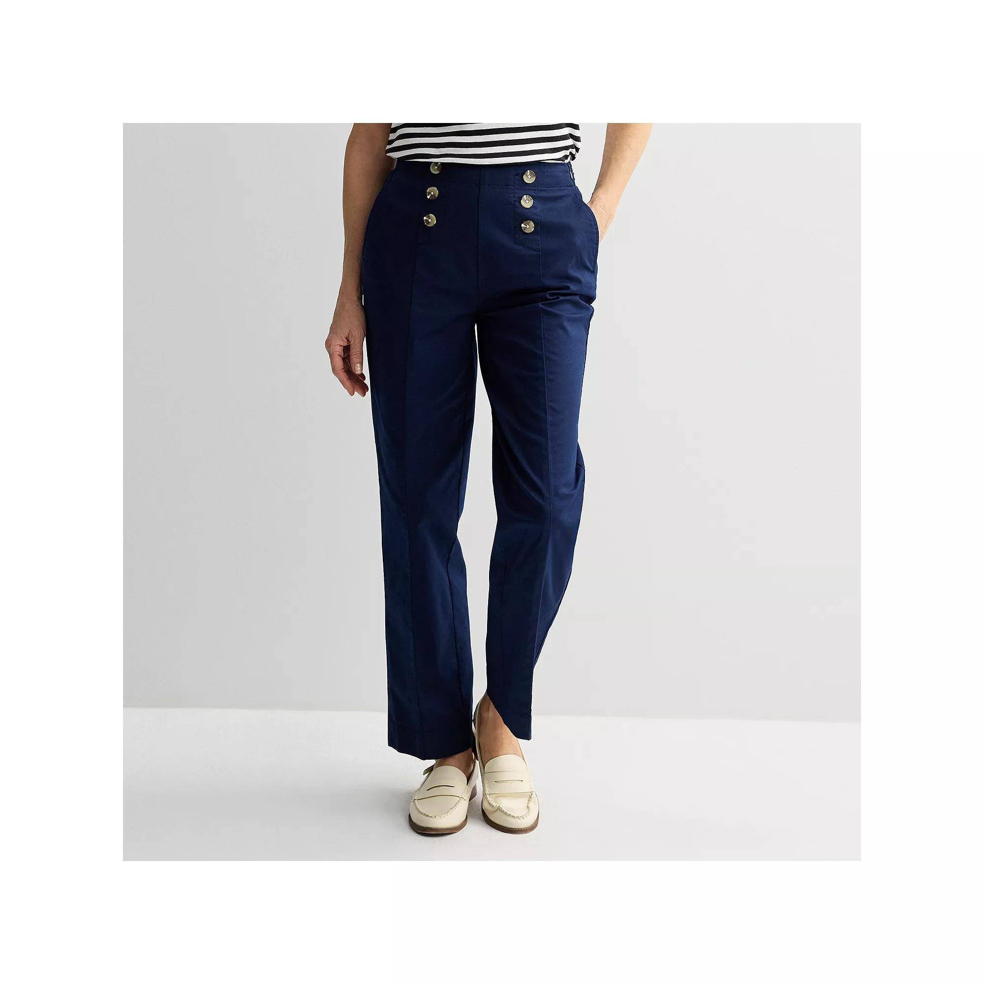 Women's Croft & Barrow® Sailor Button Chino Pants, Size: 16, Seattle Blue Product Image