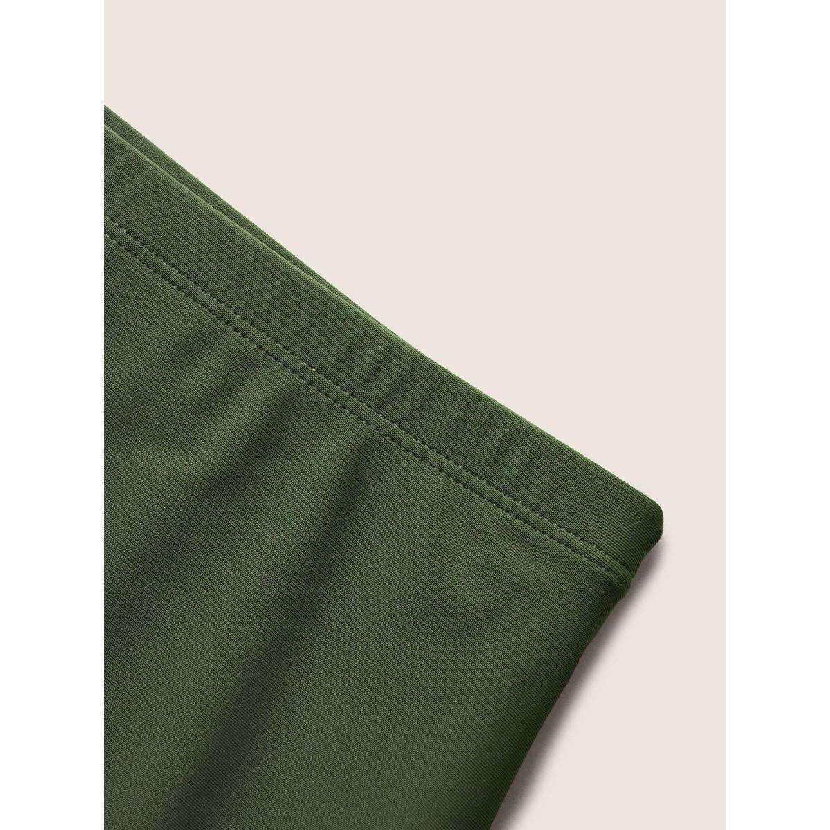 Plus Size Twist Front Patchwork Adjustable Straps Swim Dress Women's Swimwear ArmyGreen Beach Bodycon Heart neckline High stretch Curve Swim Dresses BloomChic 18-20/2X Product Image