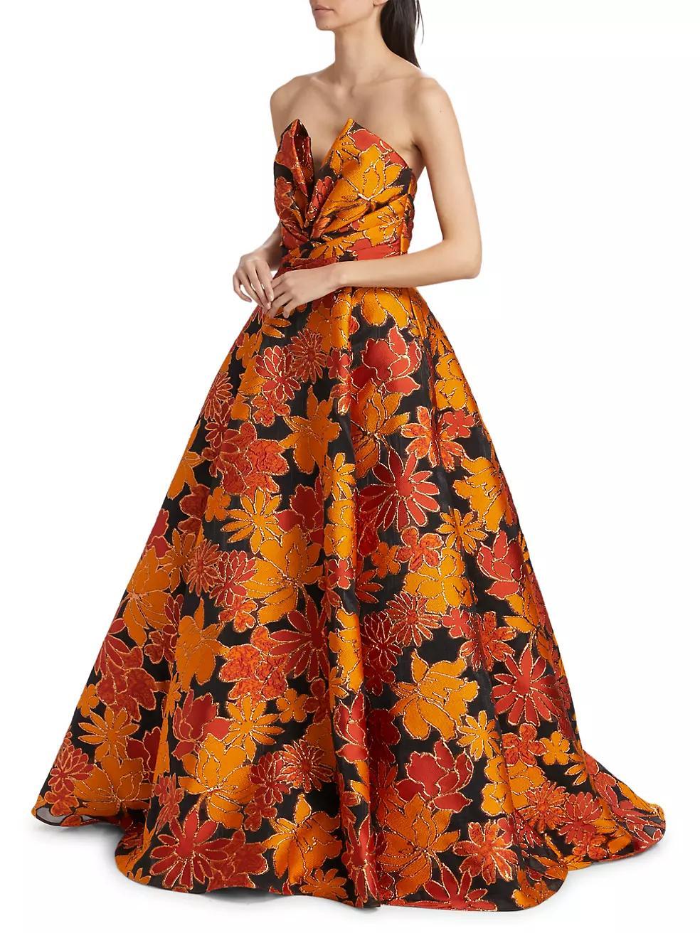 Floral Strapless A-Line Gown Product Image