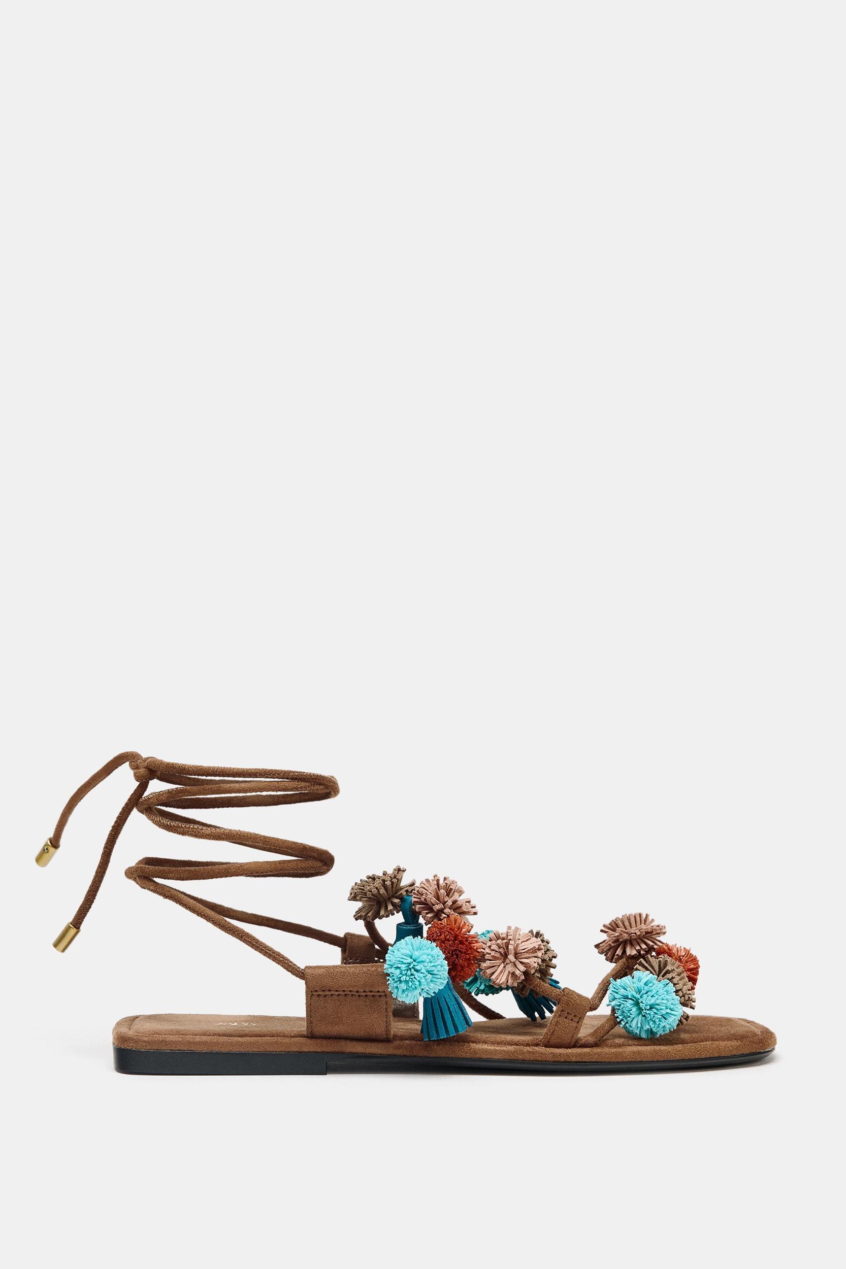 BEADED STRAPPY SANDALS Product Image