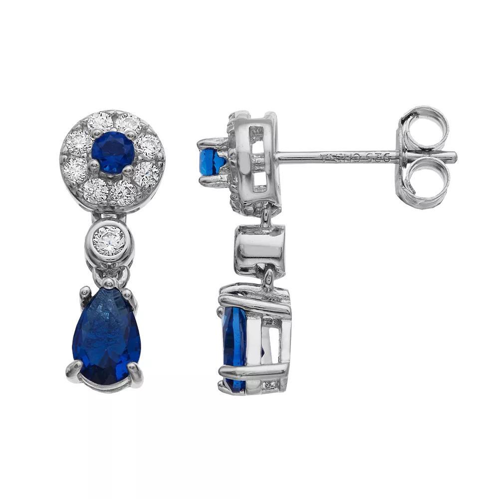 Sterling Silver Cubic Zirconia Drop Earrings, Women's, Green Product Image