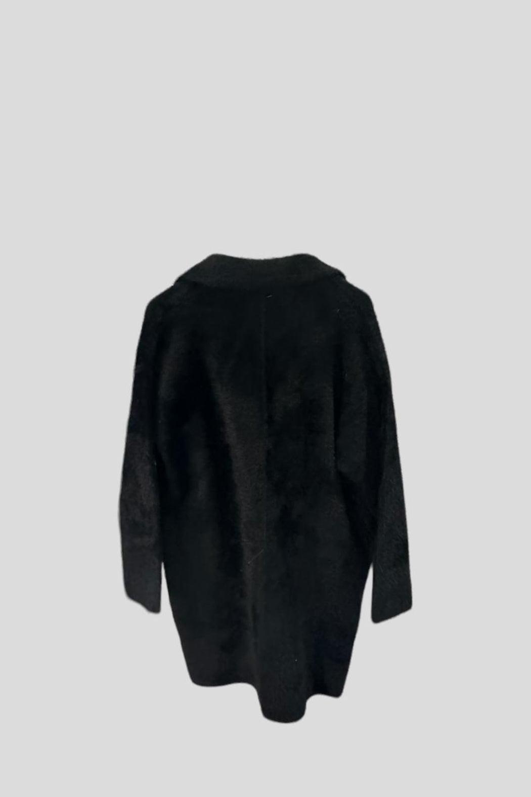 Black Fuzzy Mid Length Coat Product Image
