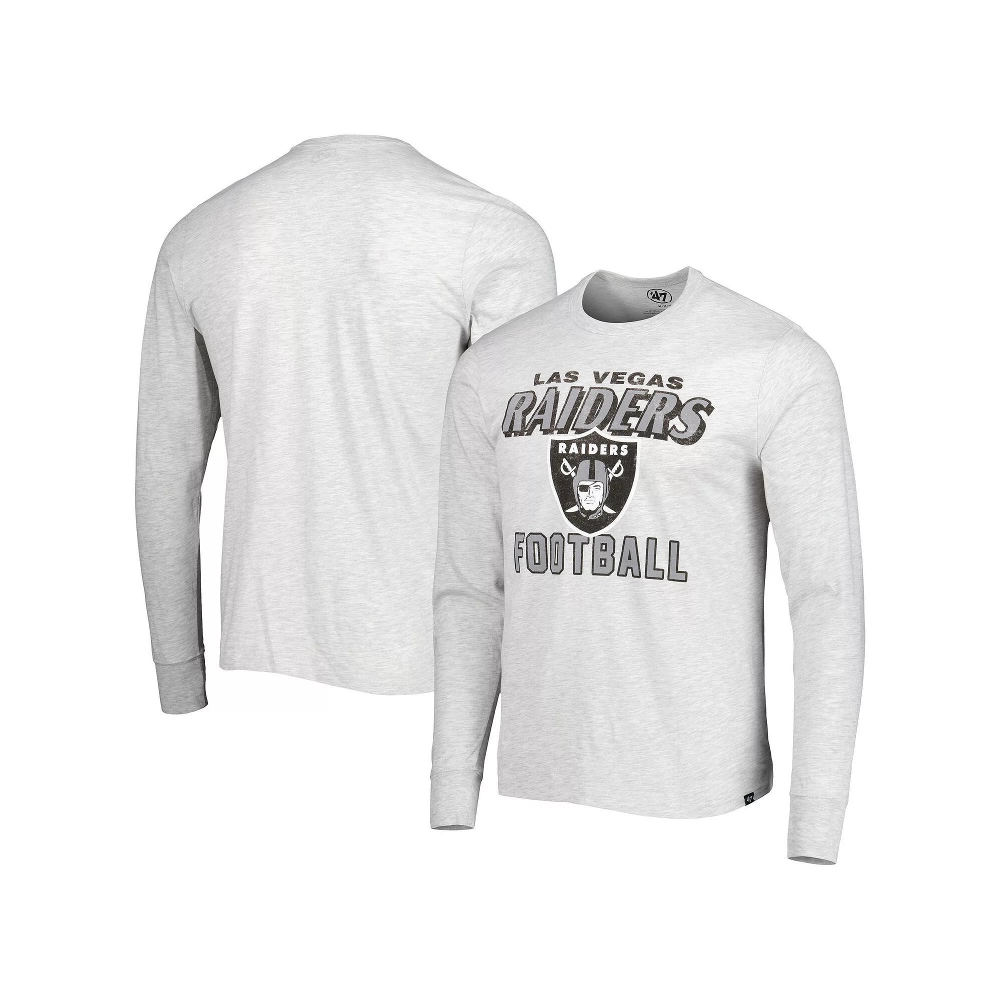 Men's '47 Heathered Gray Las Vegas Raiders Dozer Franklin Long Sleeve T-Shirt,  Product Image