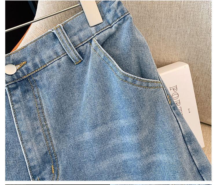 Plus Size High Waist Splash Print Washed Wide Leg Jeans Product Image