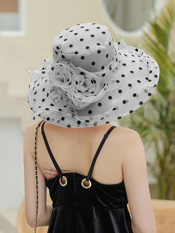 Flower Shape Gauze Polka Dot See-Through Split-Joint Sun Hat Product Image