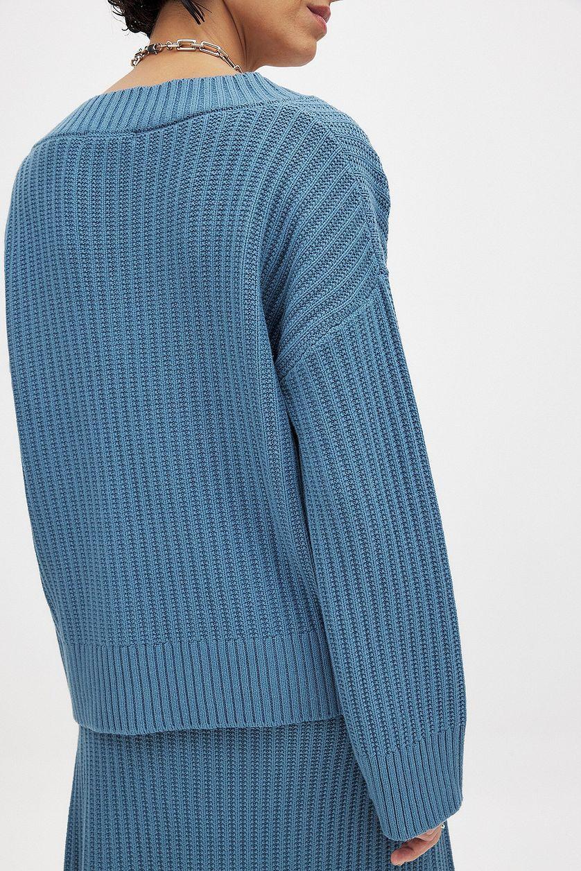 Knitted Oversized V-Neck Sweater Product Image